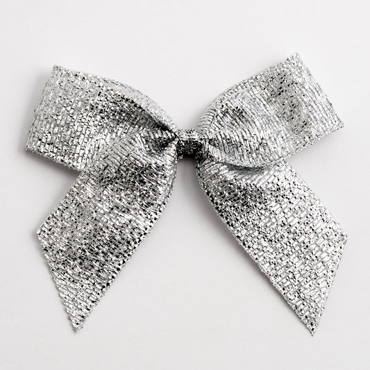 Silver 5cm Lurex Bows - Self Adhesive