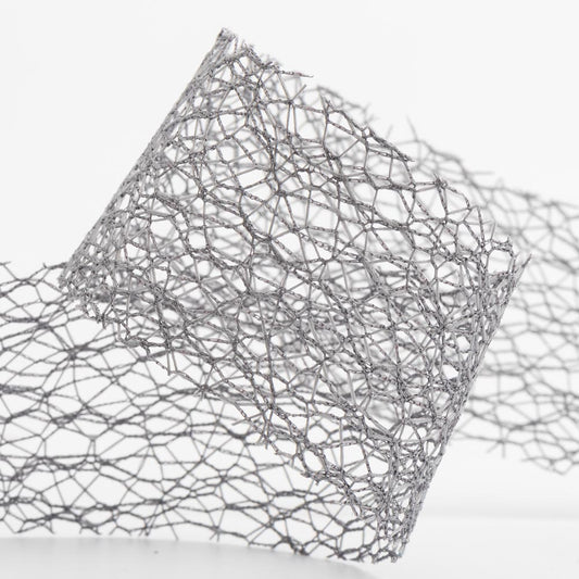 Silver Grey Deco Web Ribbon