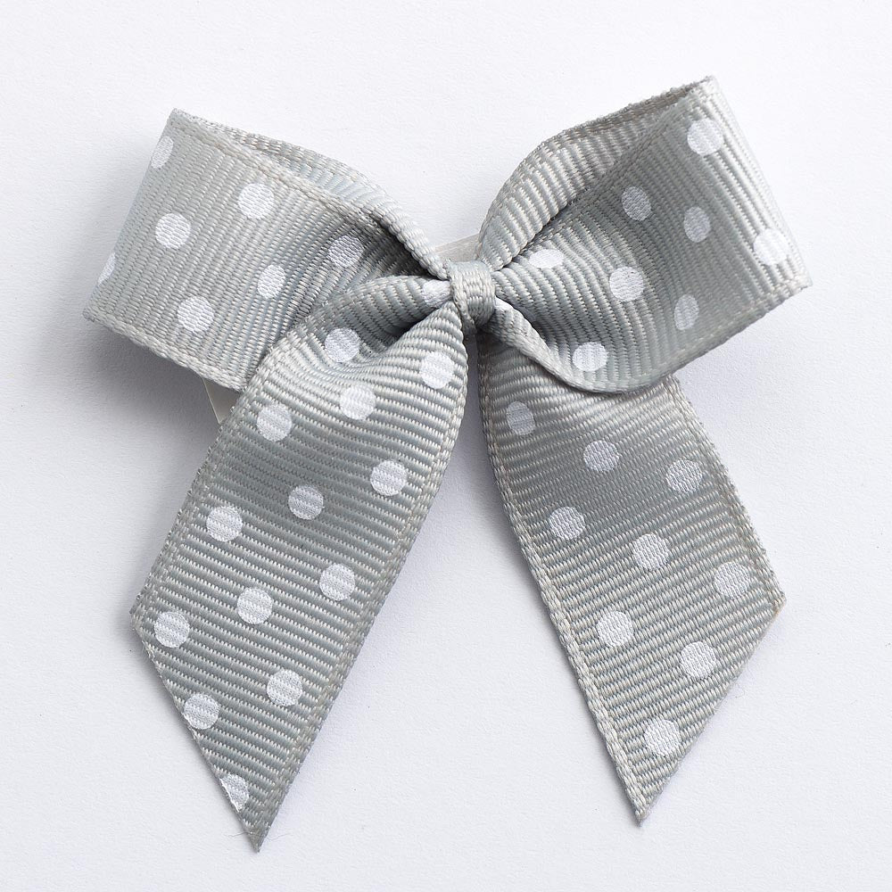 Silver Polka Dot Bows - Self Adhesive