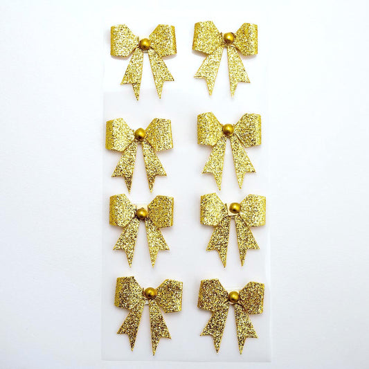 Sparkle Bows Gold Sheet of 8 - Perfect Tables