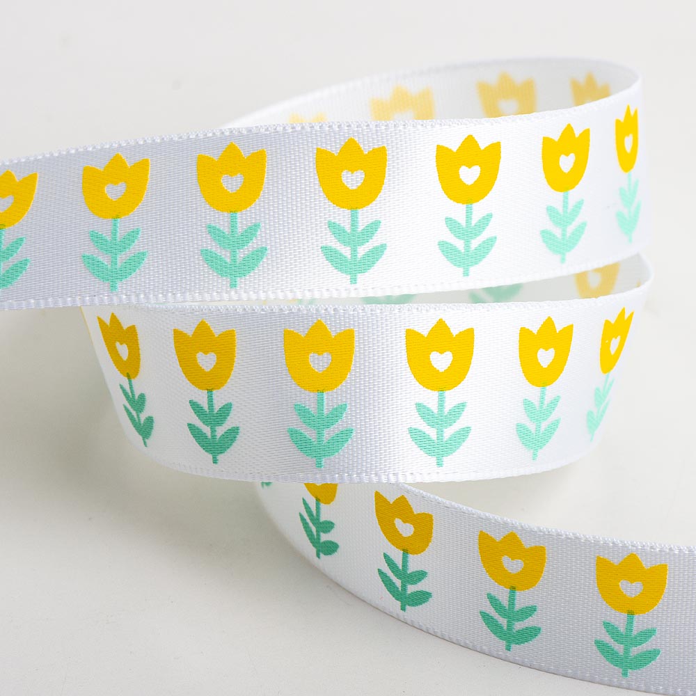 Spring Flowers Satin Ribbon 16mm 5 Metre Reel