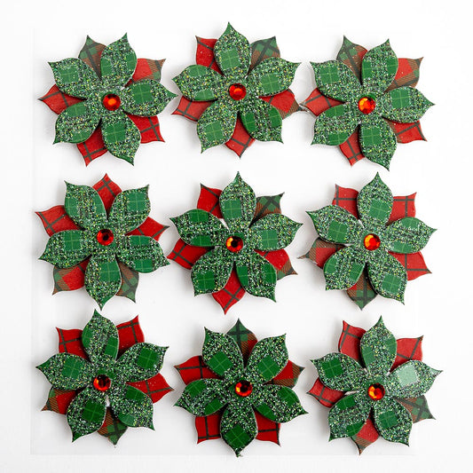 Tartan Poinsettias 9 Pack