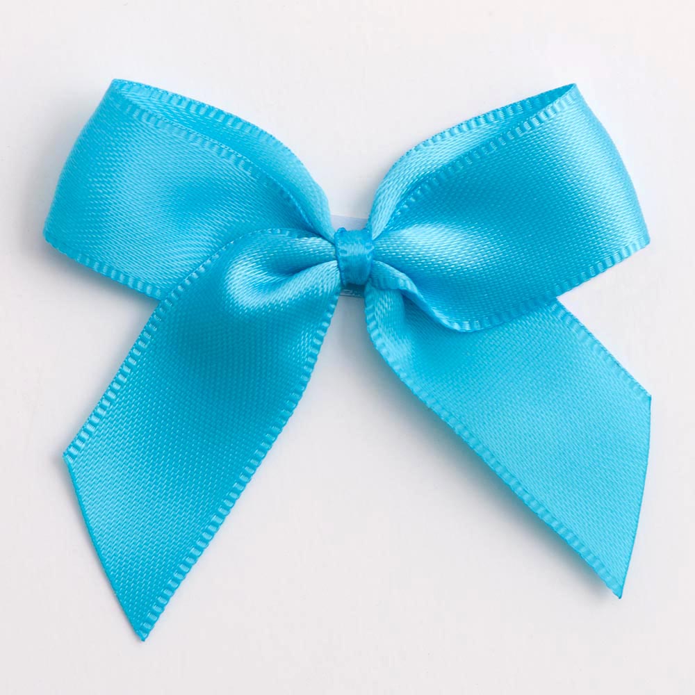 Turquoise 5cm Satin Bows - Self Adhesive