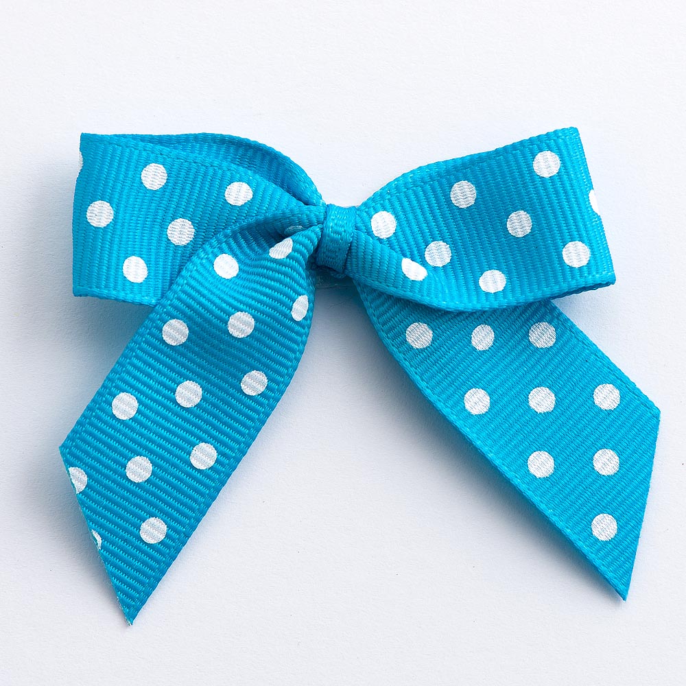 Turquoise Polka Dot Bows - Self Adhesive