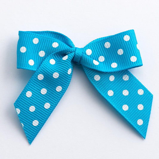 Turquoise Polka Dot Bows - Self Adhesive