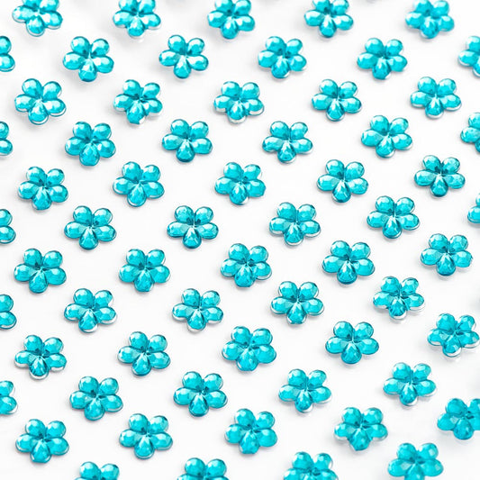 Turquoise Self Adhesive Flowers 6mm Sheet of 100