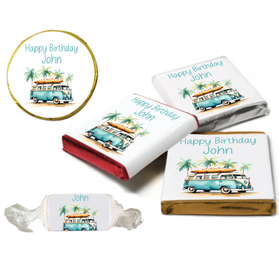Personalised VW Campervan Chocolate Neapolitan Sweets