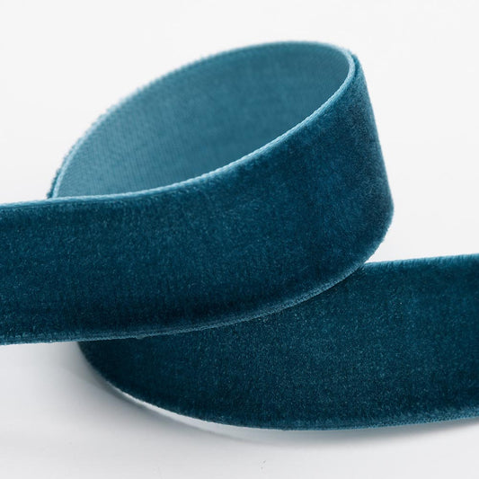 Vintage Teal Velvet Single Face Ribbon