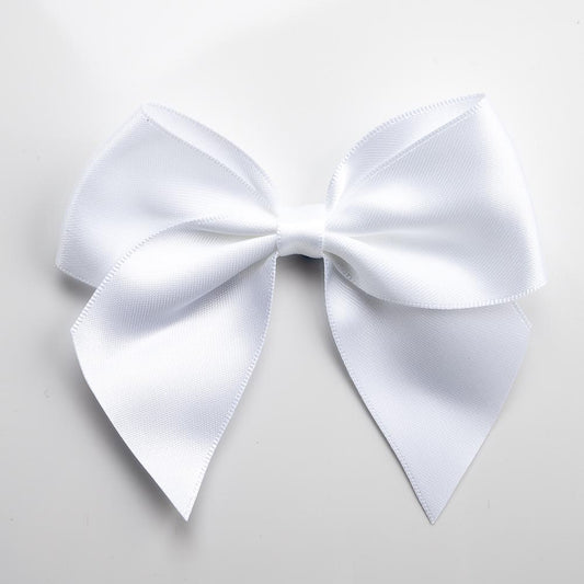 White 10cm Satin Bows – Self Adhesive