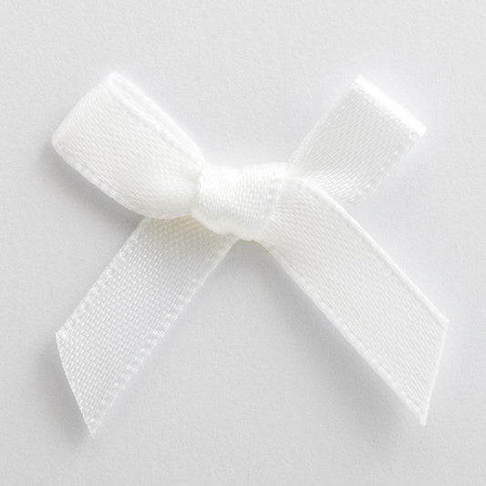 White 3cm Pre-Tied Satin Bows