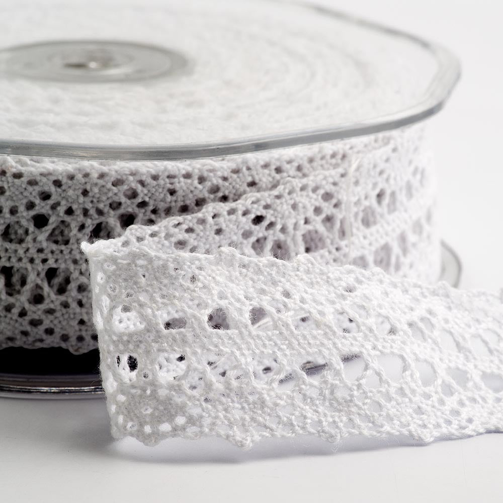 White Border Lace Ribbon 22mm 10 Metre Reel