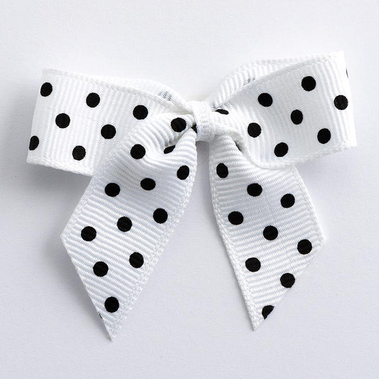 White Polka Dot Bows - Self Adhesive