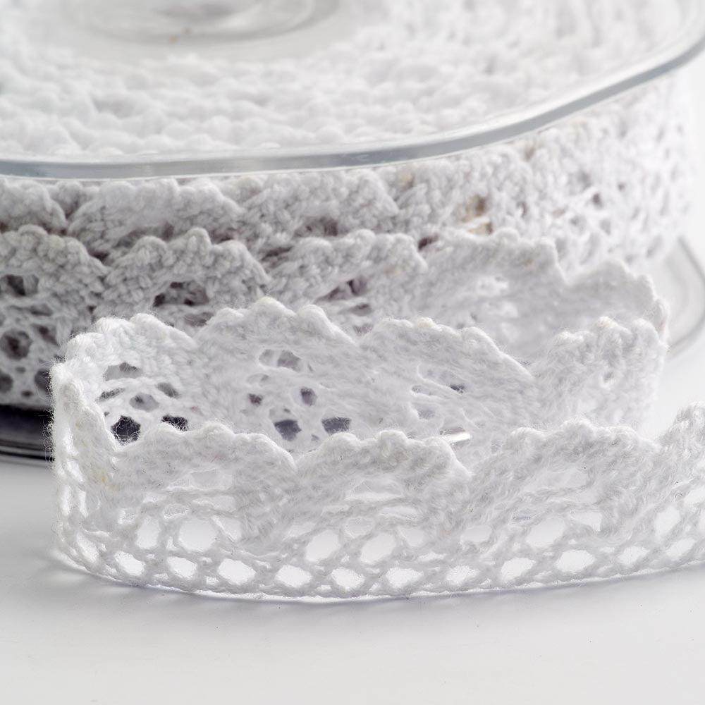White Scalloped Edge Ribbon 15mm 10 Metre Reel