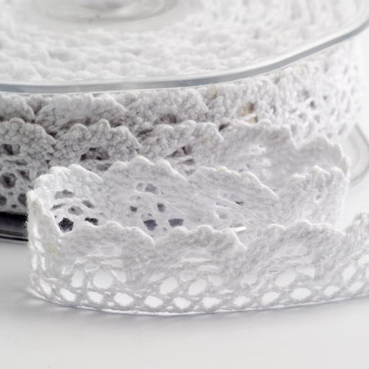 White Scalloped Edge Ribbon 15mm 10 Metre Reel