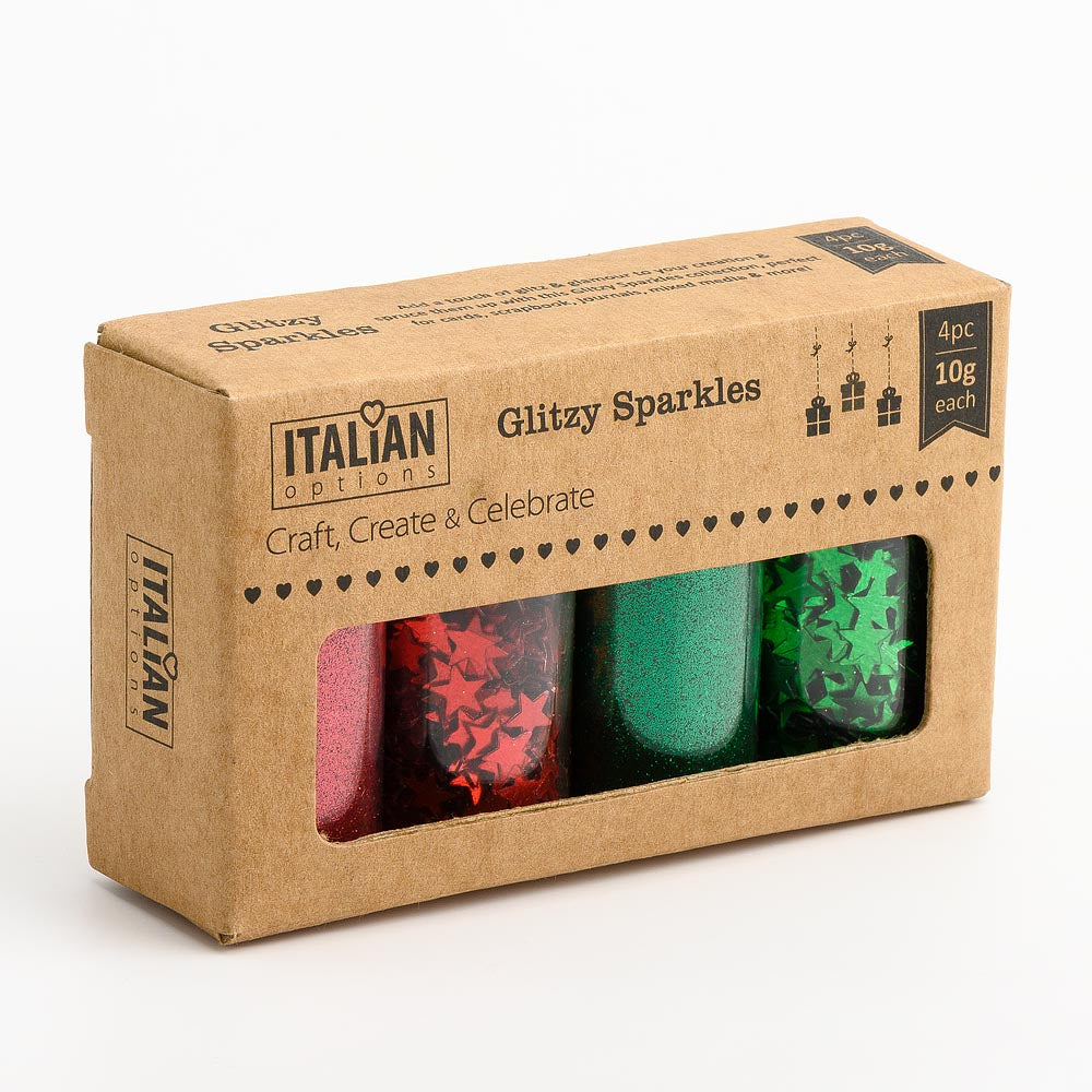 Red and Green Extra Fine Glitter and Sequin Stars