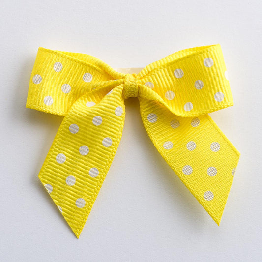 Yellow Polka Dot Bows - Self Adhesive