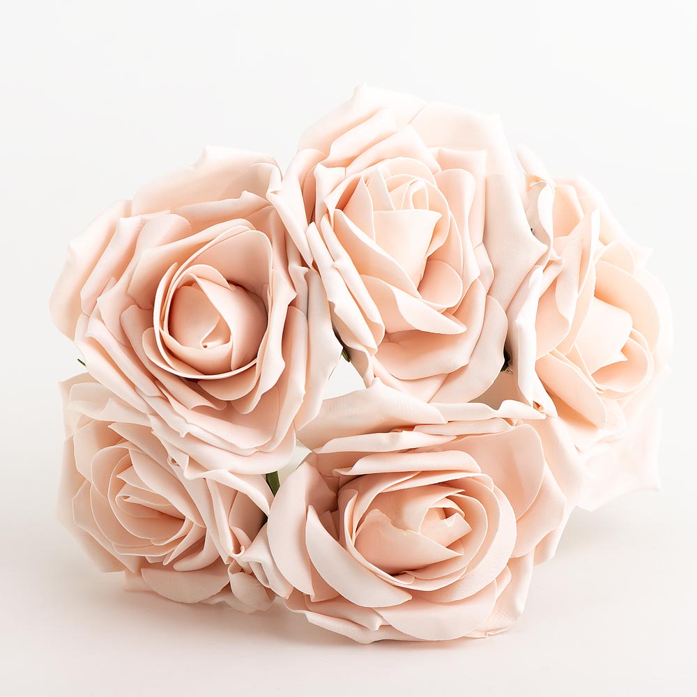 Blush Pink 10cm Foam Roses Bunch of 5