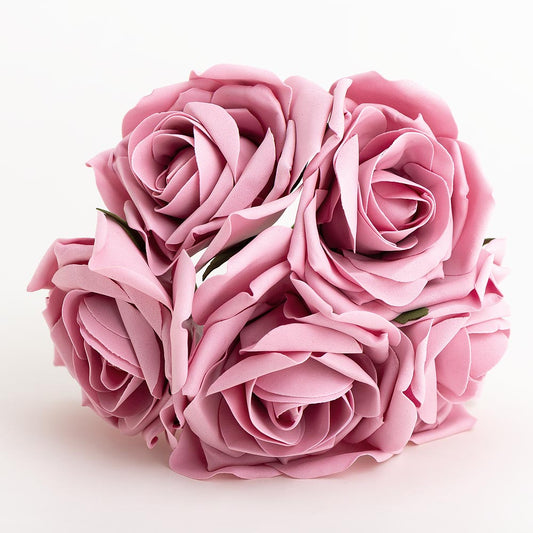 Dusky Pink 10cm Foam Roses Bunch of 5