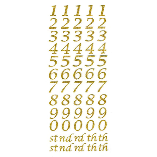 Script Self Adhesive Glitter Numbers Sheet - Silver