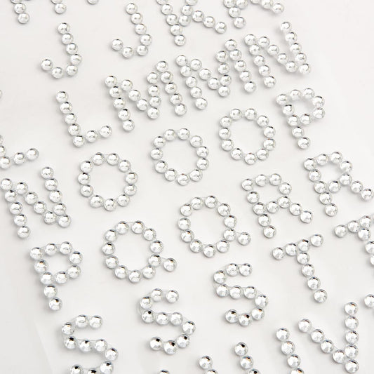 Diamante Self Adhesive Letters and Numbers Sheet - Letters