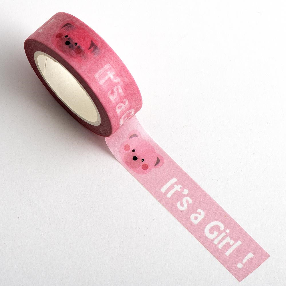 It's a Girl Adhesive Washi Tape 15mm 10 Metre Reel