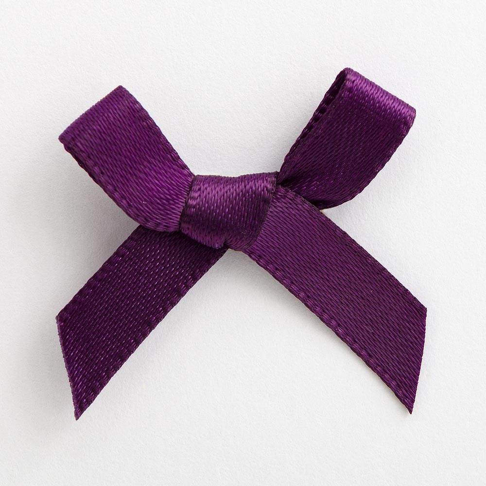 Aubergine 3cm Pre-Tied Satin Bows