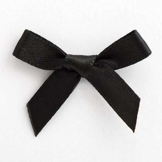 Black 3cm Pre-Tied Satin Bows