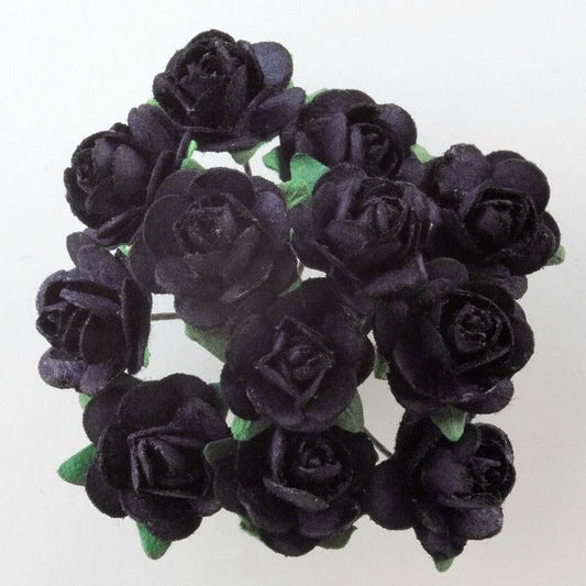 Black Paper Tea Roses Bunch of 12