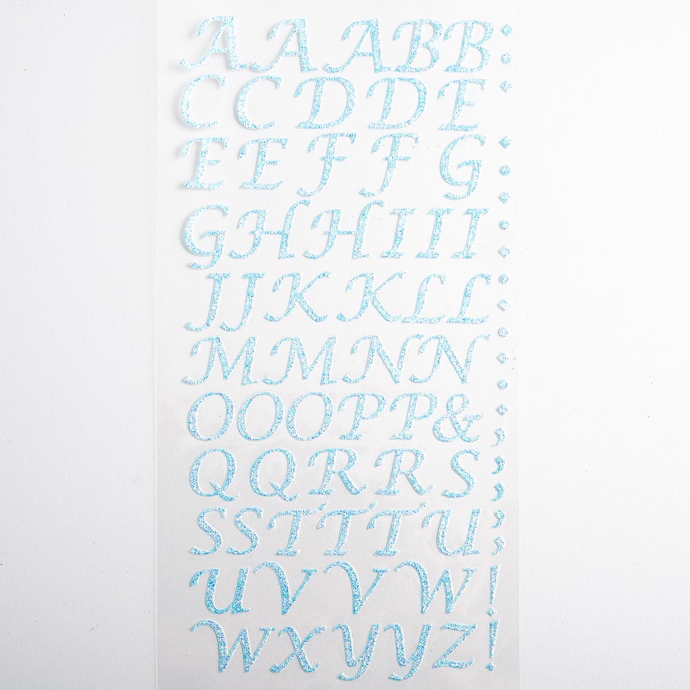 Blue Script Self Adhesive Glitter Letters