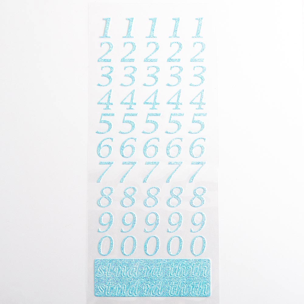 Blue Script Self Adhesive Glitter Numbers - Perfect Tables