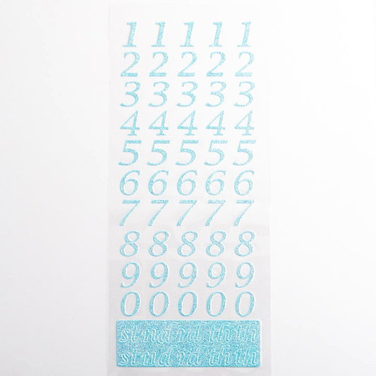 Blue Script Self Adhesive Glitter Numbers - Perfect Tables