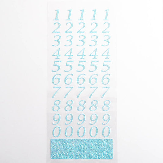 Blue Script Self Adhesive Glitter Numbers