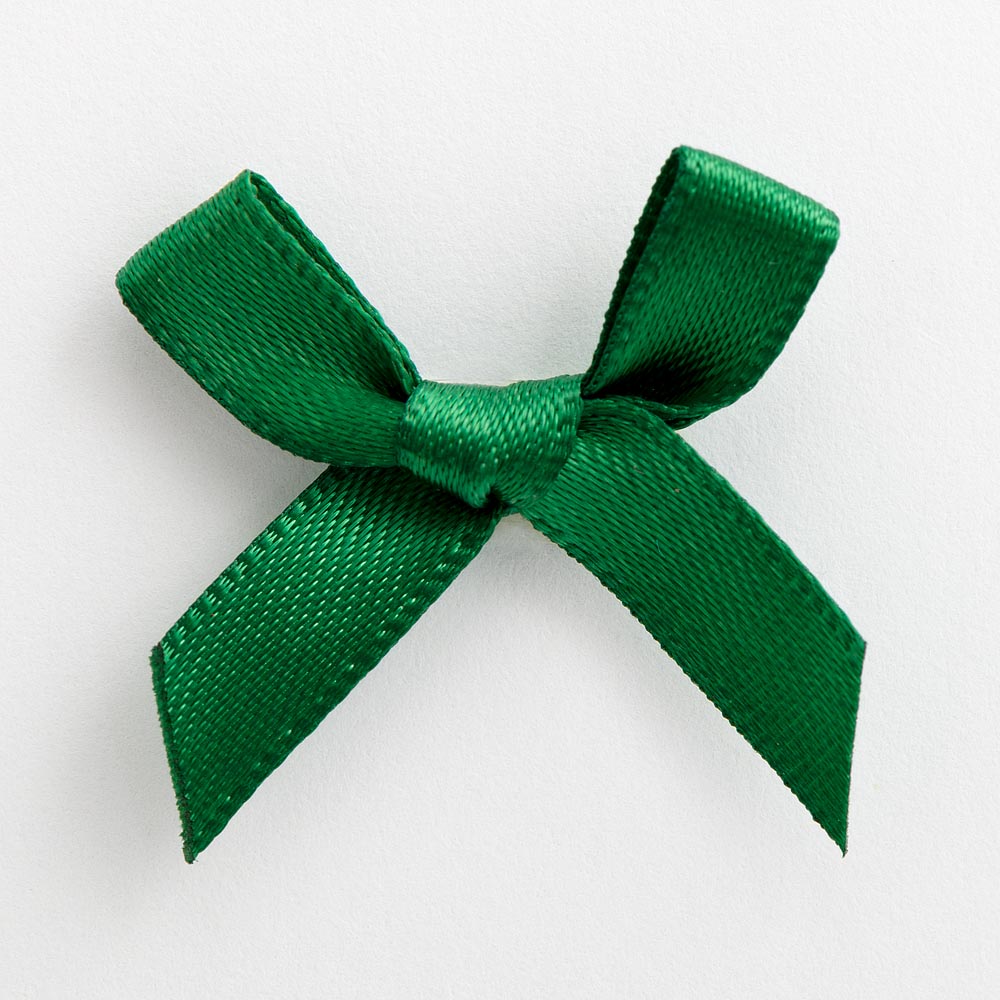 Bottle Green 3cm Pre-Tied Satin Bows