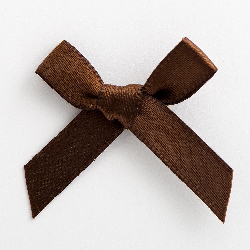 Brown 3cm Pre-Tied Satin Bows