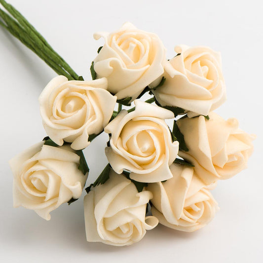 Cream 3cm Foam Roses Bunch of 8