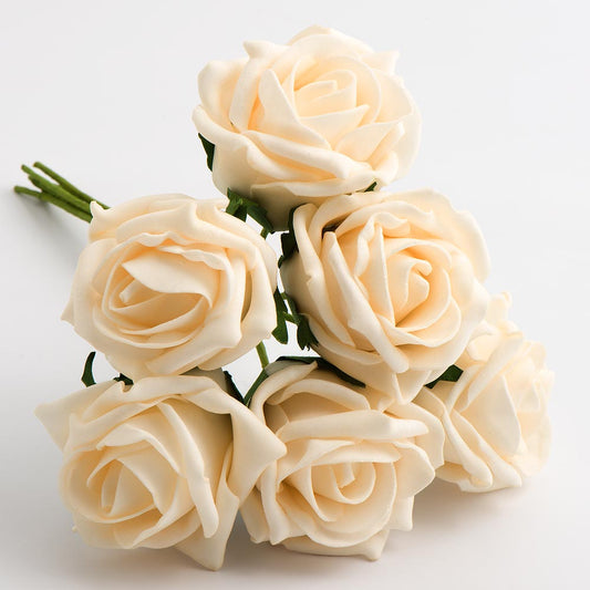 Cream 5cm Foam Roses Bunch of 6