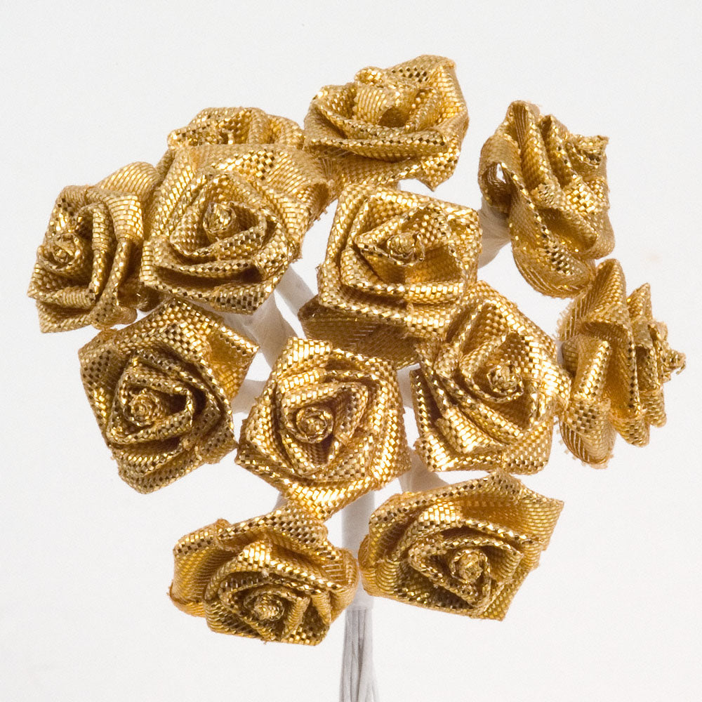 Gold Ribbon Roses Bunch of 12