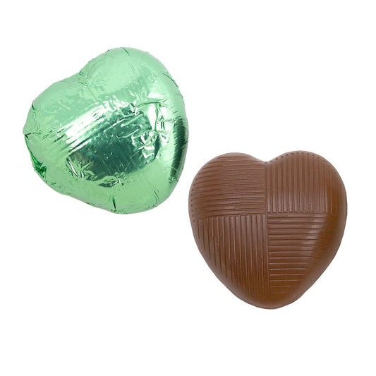 Green Milk Chocolate Foiled Hearts