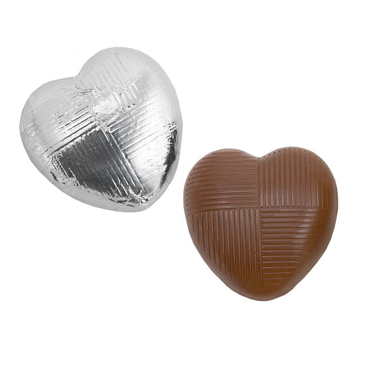 Silver Milk Chocolate Foiled Hearts