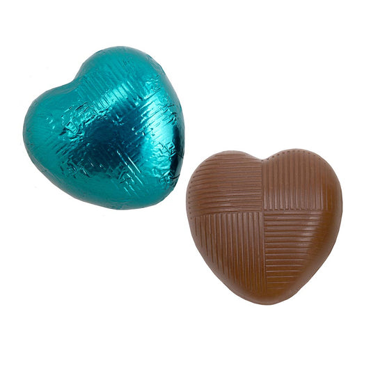 Teal Milk Chocolate Foiled Hearts