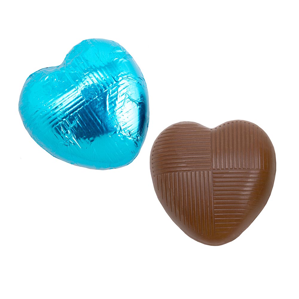 Turquoise Milk Chocolate Foiled Hearts