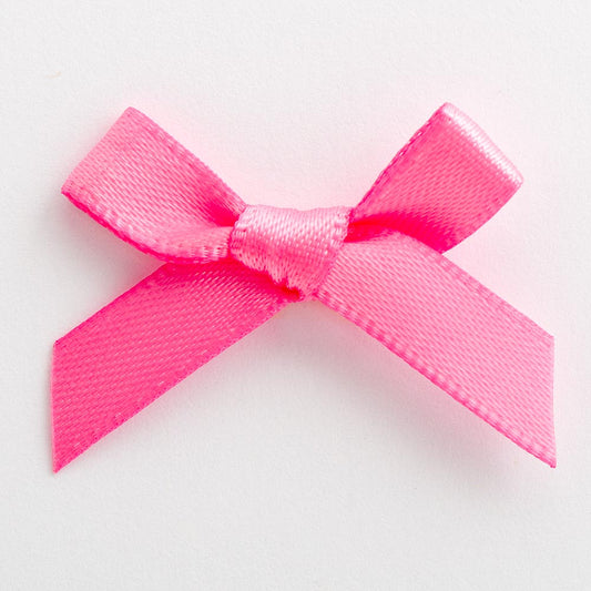 Hot Pink 3cm Pre-Tied Satin Bows