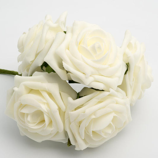 Ivory 10cm Foam Roses Bunch of 5