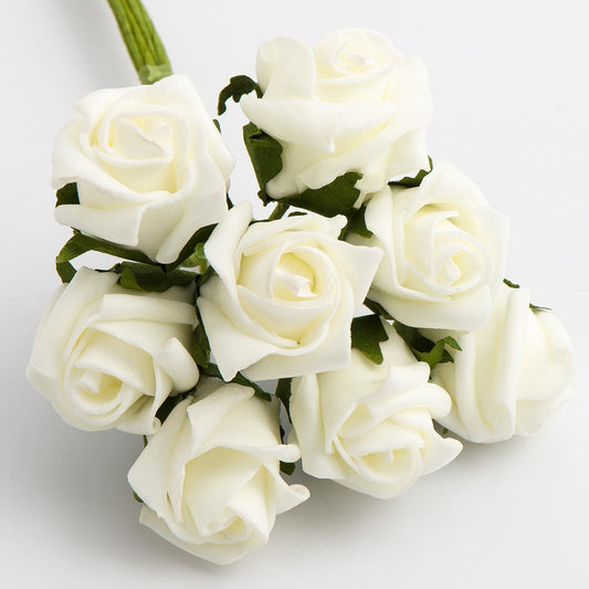 Ivory 3cm Foam Roses Bunch of 8