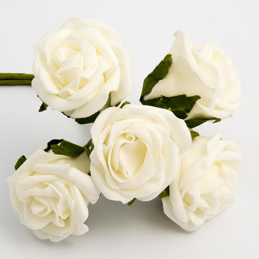Ivory 5cm Foam Roses Bunch of 6