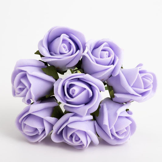 Lilac 3cm Foam Roses Bunch of 8