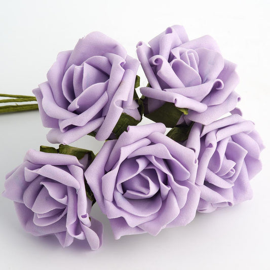 Lilac 5cm Foam Roses Bunch of 6