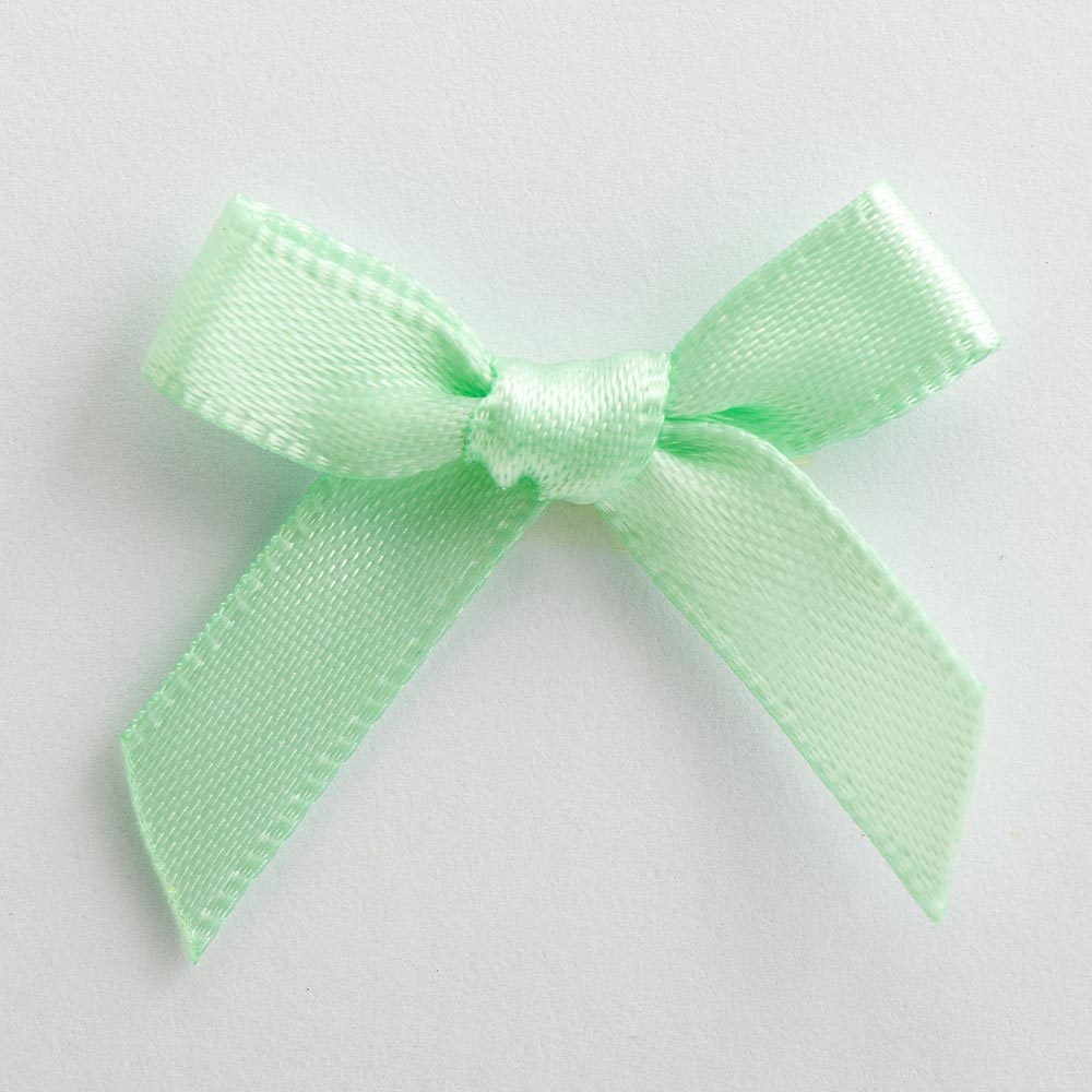 Mint Green 3cm Pre-Tied Satin Bows