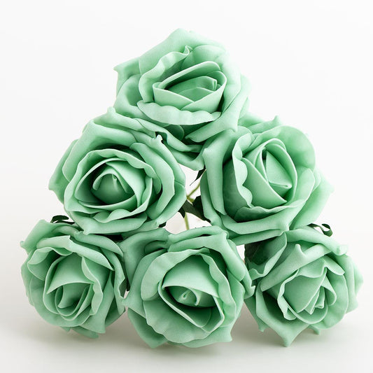 Mint 5cm Foam Roses Bunch of 6
