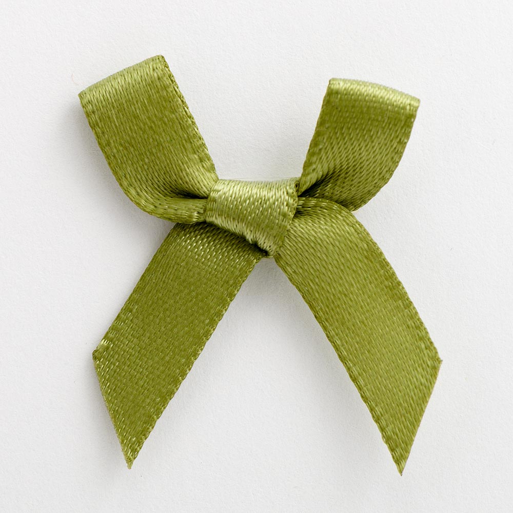 Moss Green 3cm Pre-Tied Satin Bows